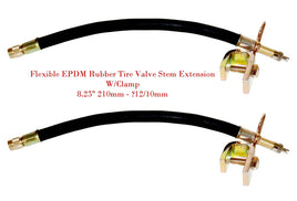 2 Kit Flexible EPDM RubberTire Valve Stem Extension W/Clamp 8.25" 210mm Φ12/10mm