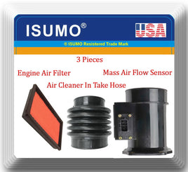 3 Pc Mass Air Flow Sensor, Air Filter & Intake Hose Fits I30 96-01 Maxima 95-99