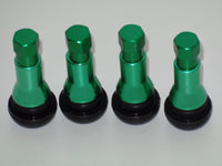 4 Kits TR 413C Chrome Green Color Snap-In Tire Valve Stems Short Black Rubber