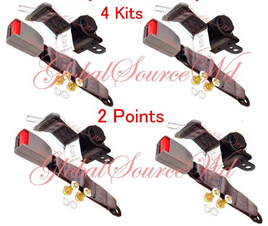 (4 Kits ) Universal Strap Retractable Car Trucks Seat Belt Grey 2 Point