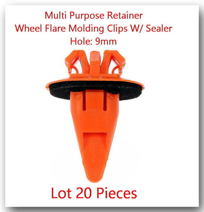 20 Pcs Multi Purpose / Wheel Flare Molding Clips w/Sealer Hole: 9mm Fits: Toyota