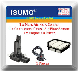 3 Pcs Mass Air Flow Sensor W/Connector & Air Filter Fits:Lexus GS350 IS250 IS350