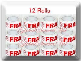 12 Rolls 3" x 110 yds Fragile Seal Packing Tape IF SEAL IS BROKEN 