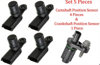 Set 5  Pcs Camshaft & Crankshaft position Sensor Fits:GM Vehicles Saab 2010-2020