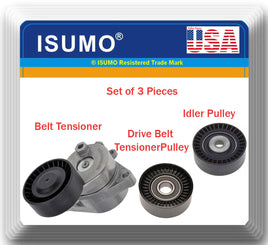 3 Pc Belt Tensioner + Belt Idler Pully & Drive Idler Pulley Fits: BMW 3 5 M X Z