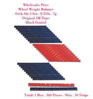 360 Pcs  . 90oz Stick on Wheel Weight Balance Black 0.25 oz 1/4oz 3M Red Tape