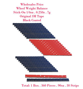 360 Pcs  . 90oz Stick on Wheel Weight Balance Black 0.25 oz 1/4oz 3M Red Tape