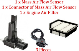 3 Pcs Mass Air Flow Sensor W/Connector & Air Filter Fits:Lexus GS350 IS250 IS350