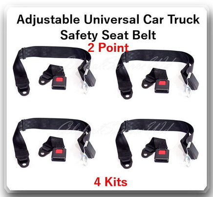 (4 Kits ) Adjustable Universal Car Truck 2 Point Seat Belt Lap Safety Belt