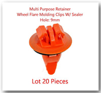 20 Pcs Multi Purpose / Wheel Flare Molding Clips w/Sealer Hole: 9mm Fits: Toyota