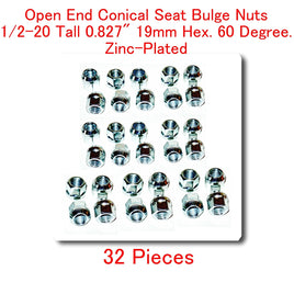 32 Pieces LUG NUTS OPEN END BULGE ACORN 1/2-20 Tall 0.827 with19mm HEX Head tool