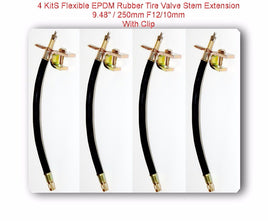 4Kits Flexible EPDM RubberTire Valve Stem Extension W/Clamp 9.84" 250mm Φ12/10mm