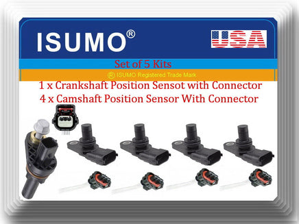 4 Camshaft & 1 Crankshaft Position Sensor W/ Connector Fits:GM GMC Saturn Suzuki