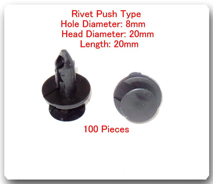 100 Pc N807389 Rivet-Push Type-Hole Diameter:8mm-Head Diameter:20mm-Length: 20mm