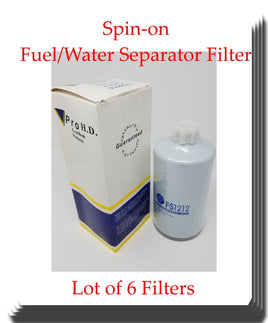 6 x FS1212  Fuel/Water Separator Spin-on with Drain Fits:Freightliner Sterling