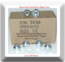 20 Pieces Lug Nut Open End Bulge 1/2-20 Tall 0.827 13/16 HEX 