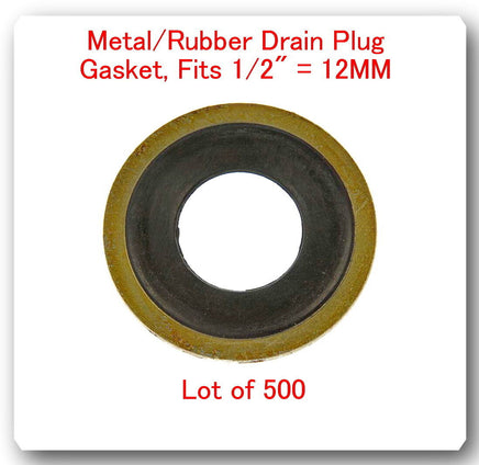 500 PCS Metal & Rubber GM Oil Drain Washer Gasket 12mm (Black)GM 14090908