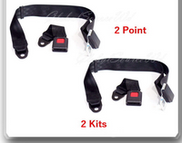 (2 Kits ) Adjustable Universal Car Truck 2 Point Seat Belt Lap Belt