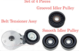 4 Pcs: Belt Tensioner Assy & 3 Belt Idler Pulley Fits: Equinox Torrent 2006-2009