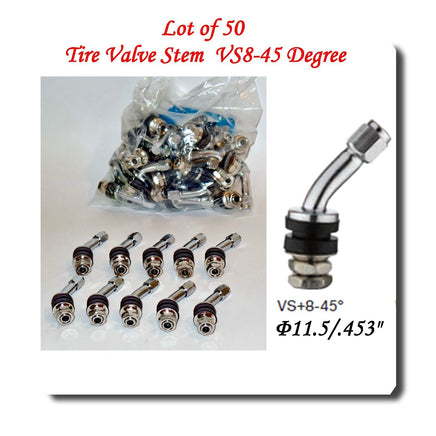 50 Kit VS-45  Chrome Tire Valve Stem for Holes Φ11.5 mm / .453" Fits: Motorcycle