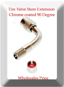 1 Kit Brass Tire Valve Stem Extension Chrome coated 90 Degree