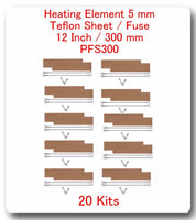 20 Heating Elements 5 mm +20 PTFI Sheets For Impulse Sealer 12" / 300mm PFS300