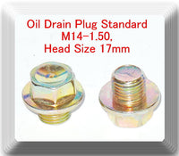 100 Pc Oil Drain Plug Standard M14-1.50, Head Size 17mm For Most Passenger Cars