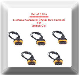 Set of 5 Electrical Connector of Ignition Coil UF341 Fits Volvo 5 Cyl