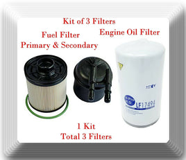 1 Kit (3 Filters) Oil Filter and Primary & Secondary Fuel Filters Ford V8 6.7L