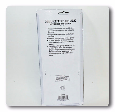 DELUXE TIRE CHUNK WITH HOSE AND GAUGE 10 to 120 PSI in Lbs 