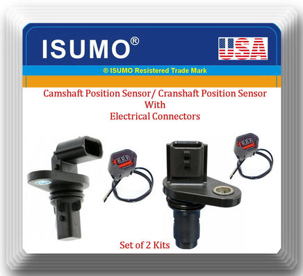 2 Pcs Camshaft & Crankshaft position Sensor w/Connectors Fits: Nissan L4 1.8L 2L