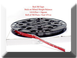 Roll of 700 Pcs(175oz) Stick-on Wheel Weight Balance 1/4 0.25oz,Red Tape m3