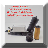 Kit of Engine Oil Cooler+Oil Filter W/Housing+Oil Pressure & Temperature Sensors