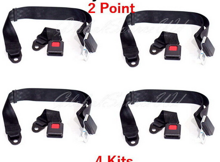 (4 Kits ) Adjustable Universal Car Truck 2 Point Seat Belt