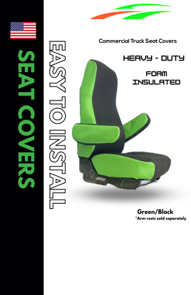 Universal Fit Seat Cover for Petersbuilt, Kenworth & Volvo Truck- Green/Black