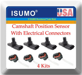 Set 4 Camshaft position Sensor With Connector Fits: GM Vehicles Suzuki 2007-2009