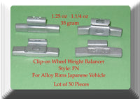 200Pc Assort Clip-On Wheel Weight FN for Alloy Rim Japan Cars 1.25 1.50 1.75 2oz