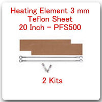 2 Heating Elements 3mm+ 2 PTFI Sheets For Impulse Sealer 20" / 500 mm PFS500