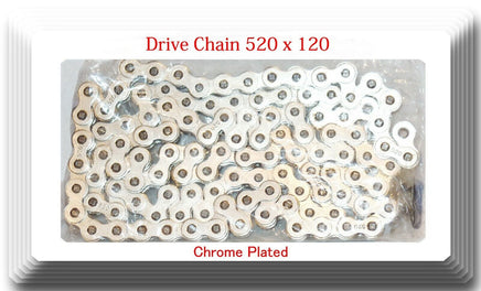 Chrome Plated Drive Chain No 520x120L For ATV Motorcycle Kawasaki 1979-2018