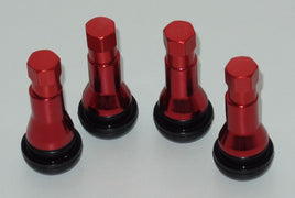 4 Kits TR 413C Red Color cover Snap-In Tire Valve Stems Short Black Rubber