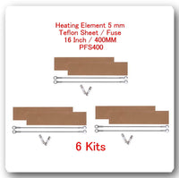 6 Heating Elements 5mm + 6 PTFI Sheet  For Impulse Sealer 16" / 400mm PFS400
