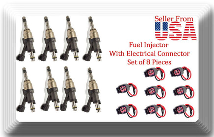 Set of 8 x Fuel Injector W/Connector Fits: CTS 16-18 Camaro 17-18 Corvette 15-18