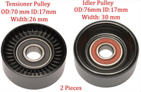 2 Pieces Idler & Belt Tensioner Pulley Fits: Chrysler Dodge Jeep 2001-2007