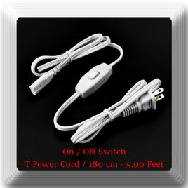 6 x Power Cord With On/Off switch for T Light Model UV Light  58in/4.83ft/180cm
