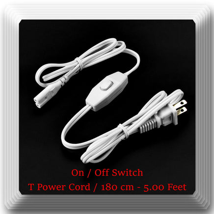 6 x Power Cord With On/Off switch for T Light Model UV Light  58in/4.83ft/180cm