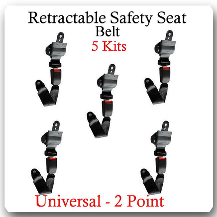 (5 Kits ) Universal Strap Retractable Car Trucks Seat Belt Black 2 Point