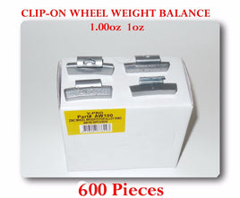 600 Pcs ZN CLIP-ON Wheel Weight Balance 1.00oz 1oz AWZ100 oz Zing Led Free