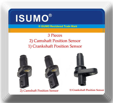 (Set of 3) 2 Camshaft) & 1 Crankshaft Position Sensor Fits: Nissan & Infiniti