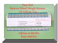 1440 Pcs (4 Boxes of 360 Easy Peel Stick on Wheel Weight Balance 1/4 0.25oz 7g