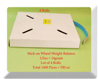 1400 Pcs / 4 rolls  Total 700oz Stick-on Wheel Weight Balance 1/2oz 0.50oz 14g